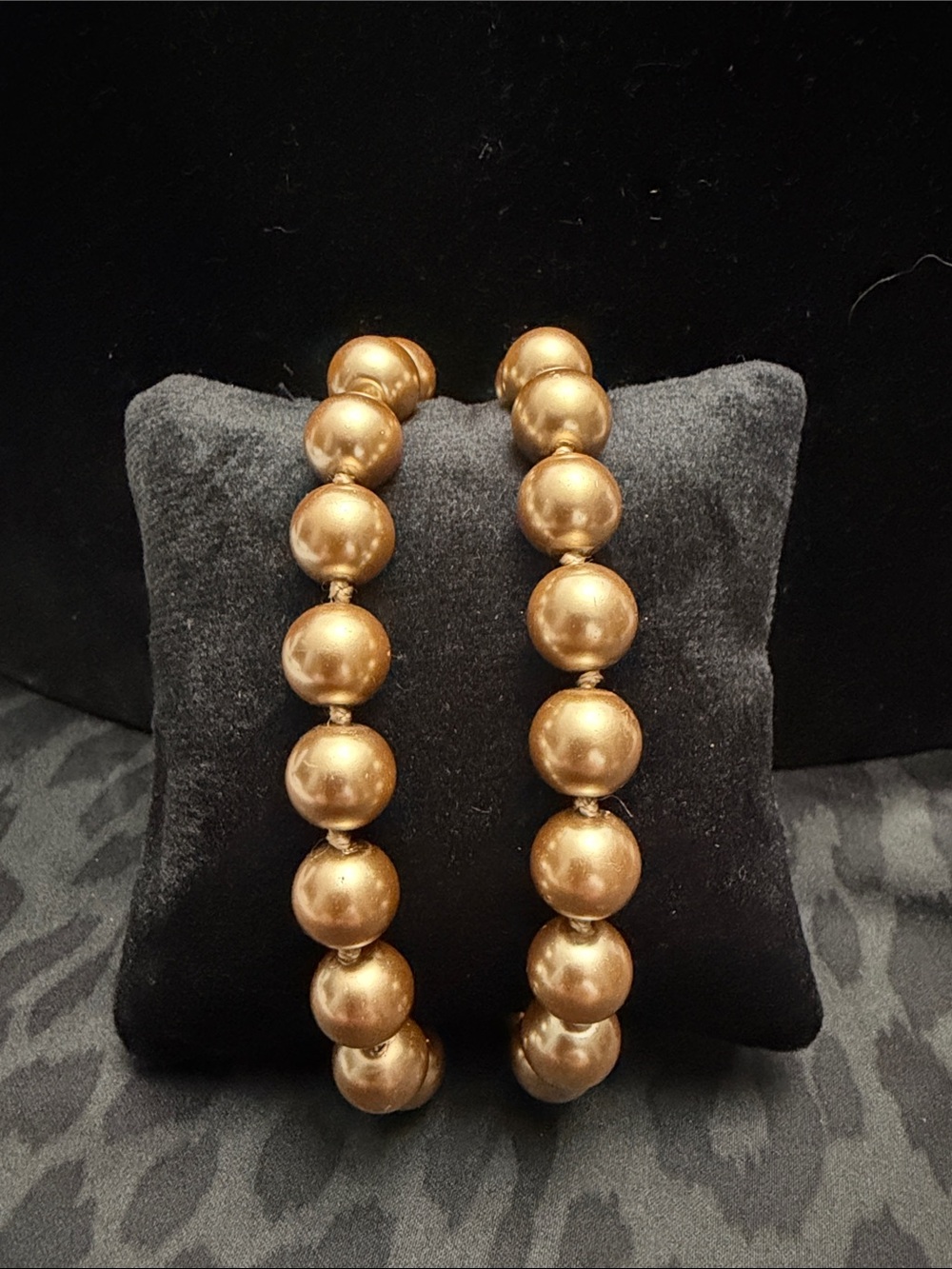 Bronze Beaded Bracelet Pair